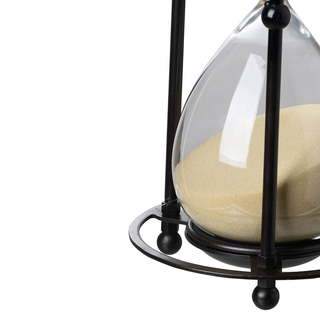 One Hour Sand Glass in Black Rounded Stand Zoomed In