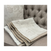 Folded throw showcasing the intricate gold pipping details