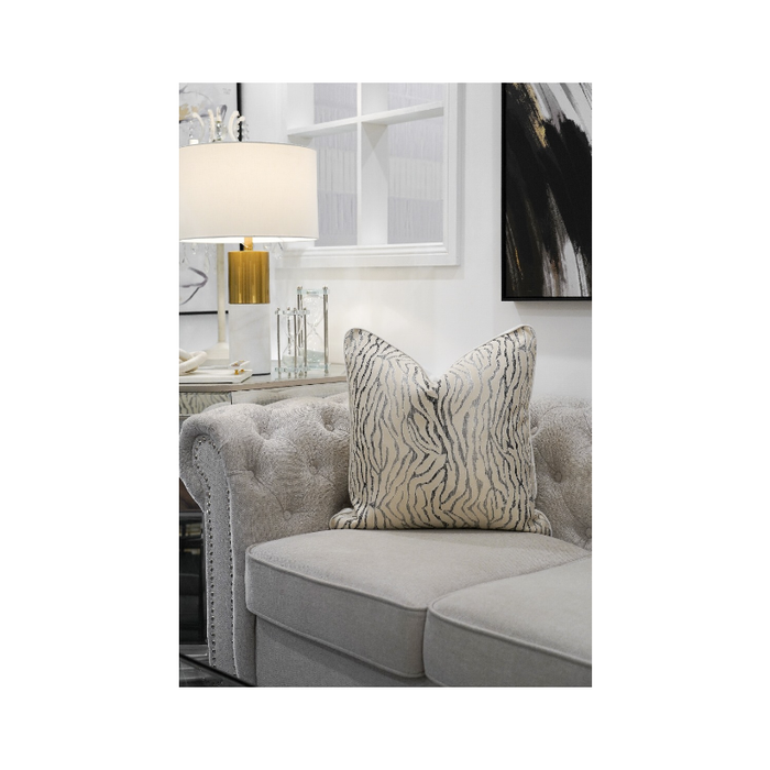 White Beige Black And Grey Zebra Cushion - Duck Feather Insert