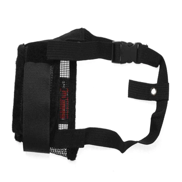 Close-up of the breathable, soft mesh material of the Gentle Hug Dog Muzzle