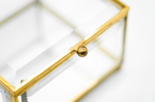 Gold Transparent Treasure Brass Glass Box an artistic piece, balancing vintage charm and modern design