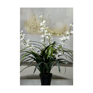 Artificial Dancing Cymbidium Orchid Indoor Potted Flower Plant 
