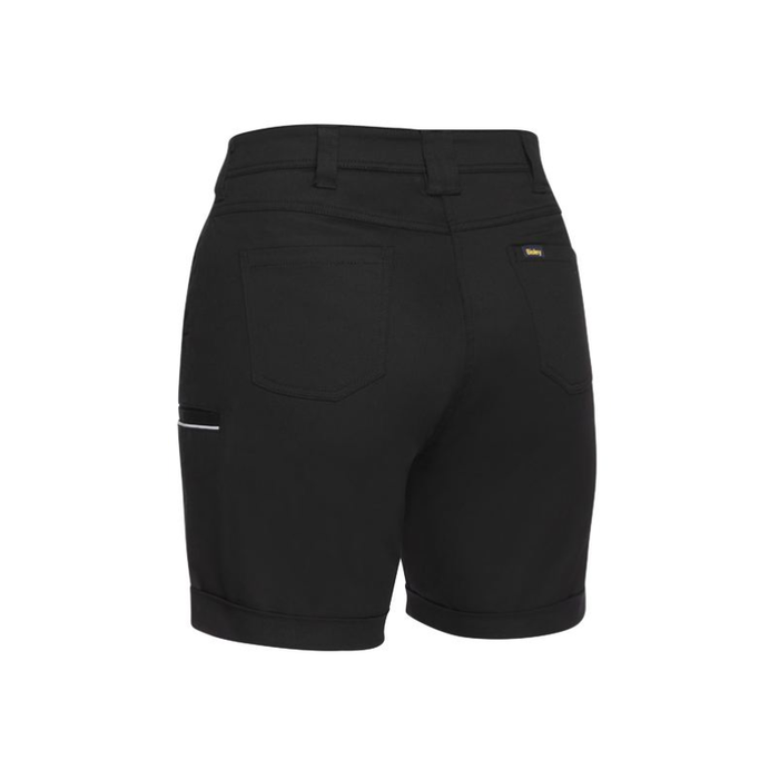 Bisley Womens Stretch Mid Rise Cotton Cuffed Hem Tradie Work Shorts - Shopica Pty Ltd