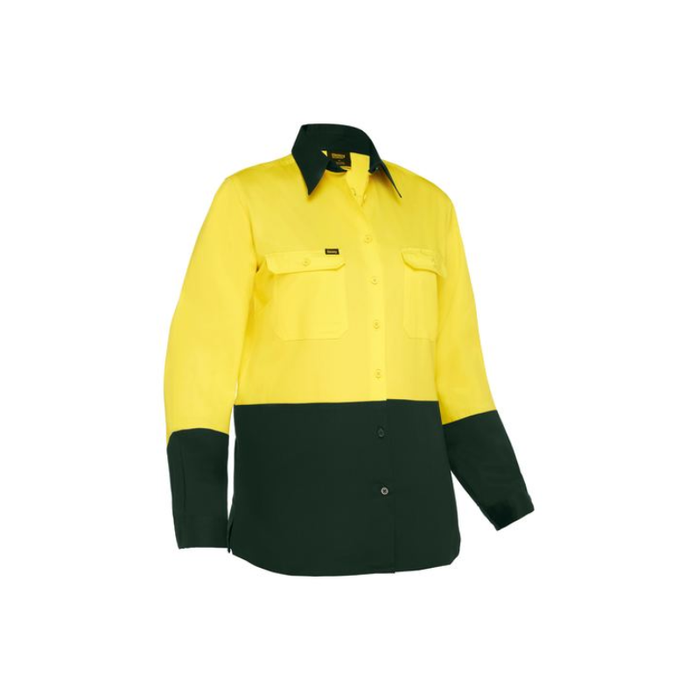 Bisley Women's Cool Lightweight Hi Vis Drill Button Up Tradie Work Shirt - Shopica Pty Ltd
