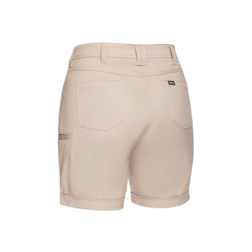 Bisley Womens Stretch Mid Rise Cotton Cuffed Hem Tradie Work Shorts - Shopica Pty Ltd