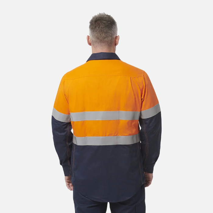 King Gee Shieldtec Fr Hi-Visibility Two Tone Open Front Long Sleeve Shirt With Fr Tape