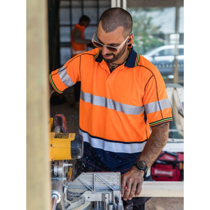 Bisley Taped Two Tone Hi Vis Polyester Mesh Short Sleeve 3M Reflective Tape Polo Shirt - Shopica Pty Ltd