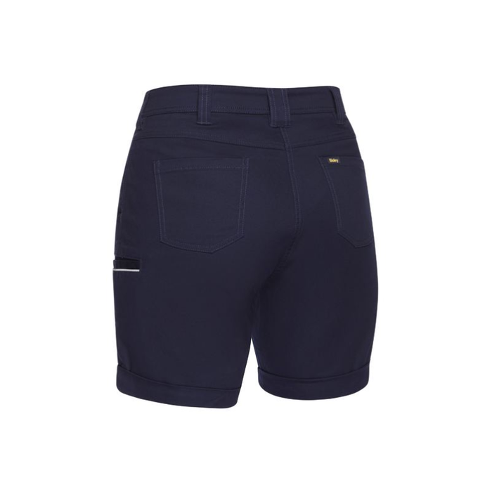 Bisley Womens Stretch Mid Rise Cotton Cuffed Hem Tradie Work Shorts - Shopica Pty Ltd