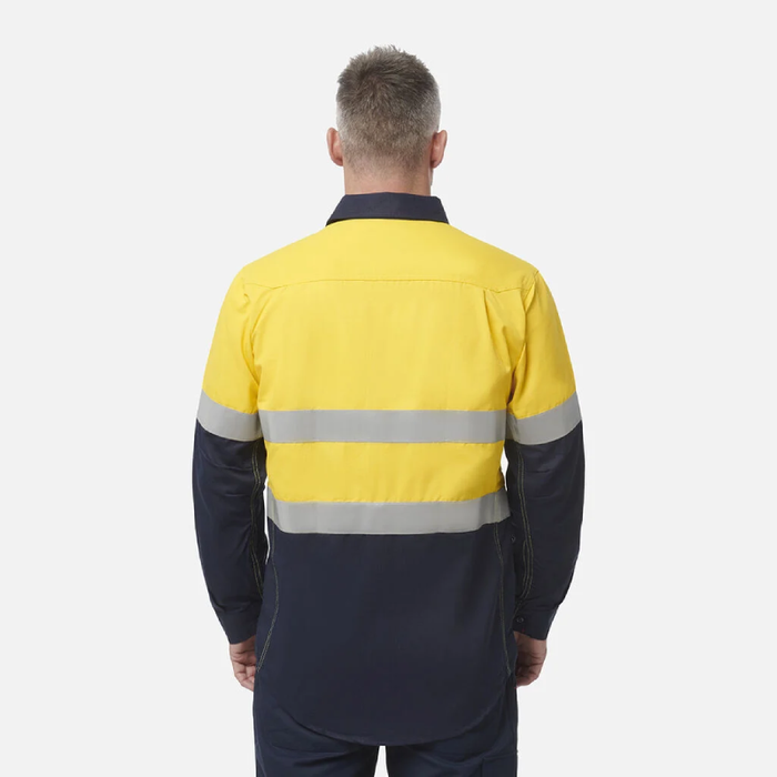 King Gee Shieldtec Fr Hi-Visibility Two Tone Open Front Long Sleeve Shirt With Fr Tape