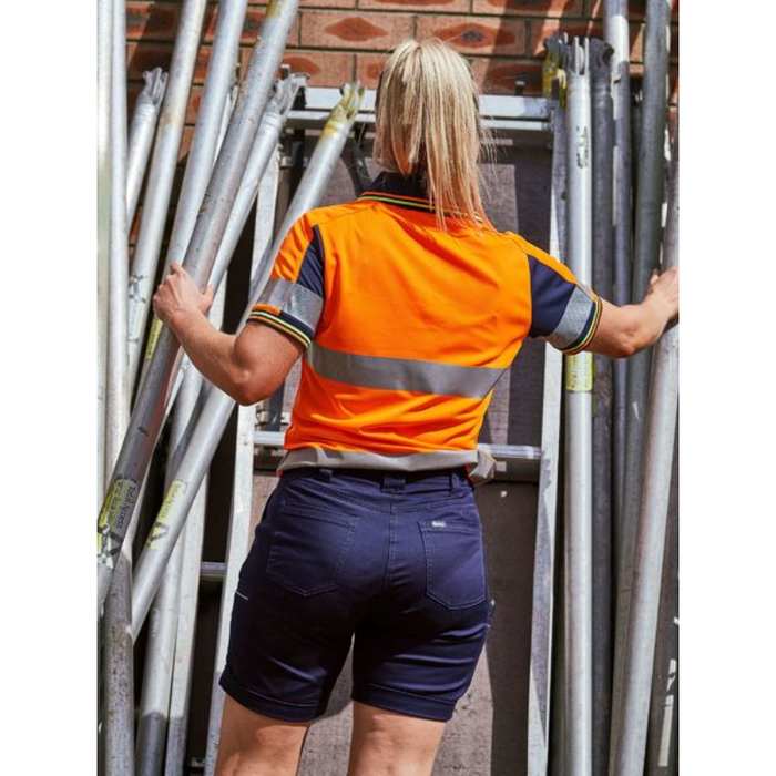 Bisley Womens Stretch Mid Rise Cotton Cuffed Hem Tradie Work Shorts - Shopica Pty Ltd
