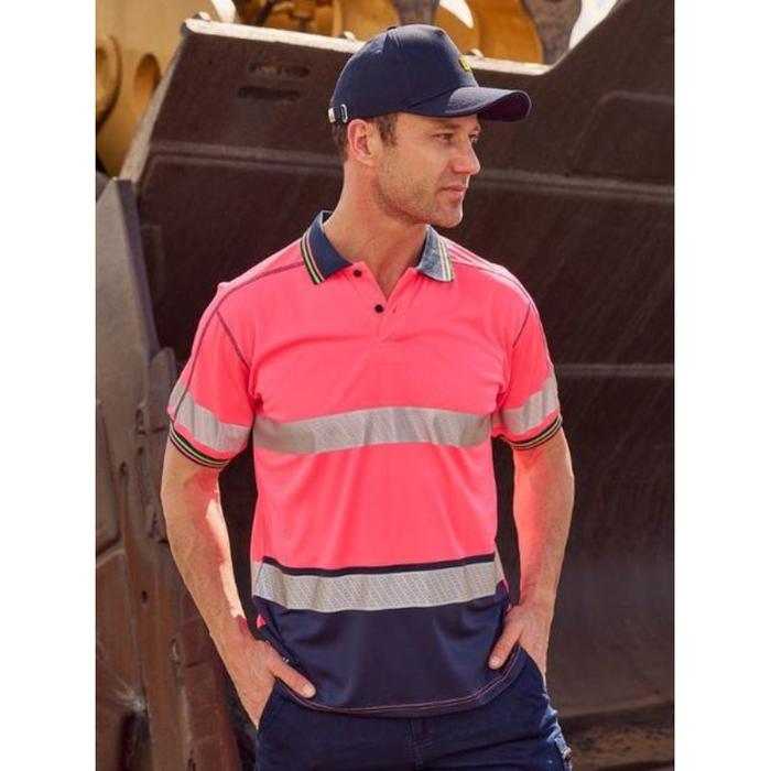 Bisley Taped Two Tone Hi Vis Polyester Mesh Short Sleeve 3M Reflective Tape Polo Shirt - Shopica Pty Ltd