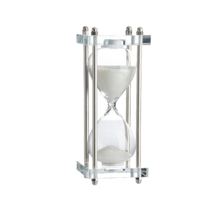 30-min White Sand Hourglass Encased In Clear Stand