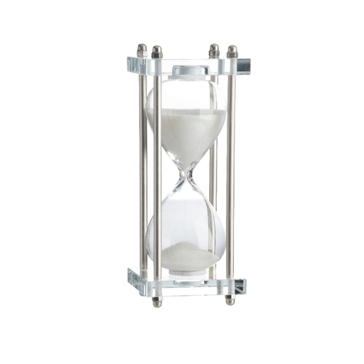 30-min White Sand Hourglass Encased In Clear Stand