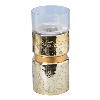 33.5cm Mercury Gold Glass Hurricane Candle Holder 