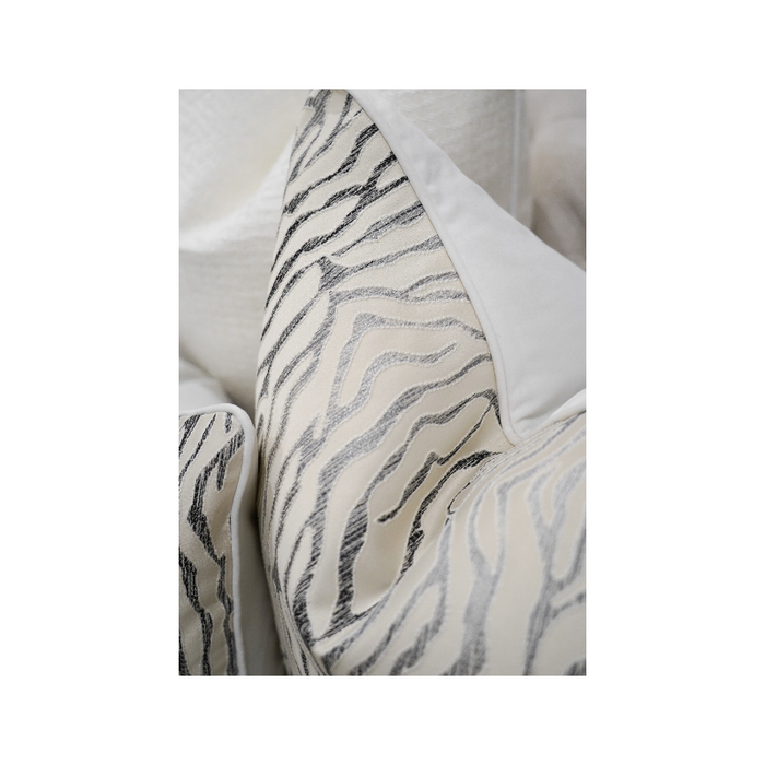 White Beige Black And Grey Zebra Cushion - Duck Feather Insert