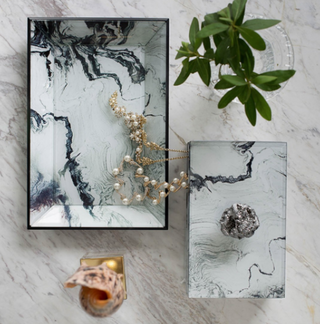 White Marble Jewelry Box Top View
