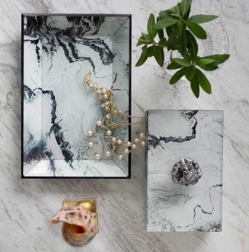 White Marble Jewelry Box Top View