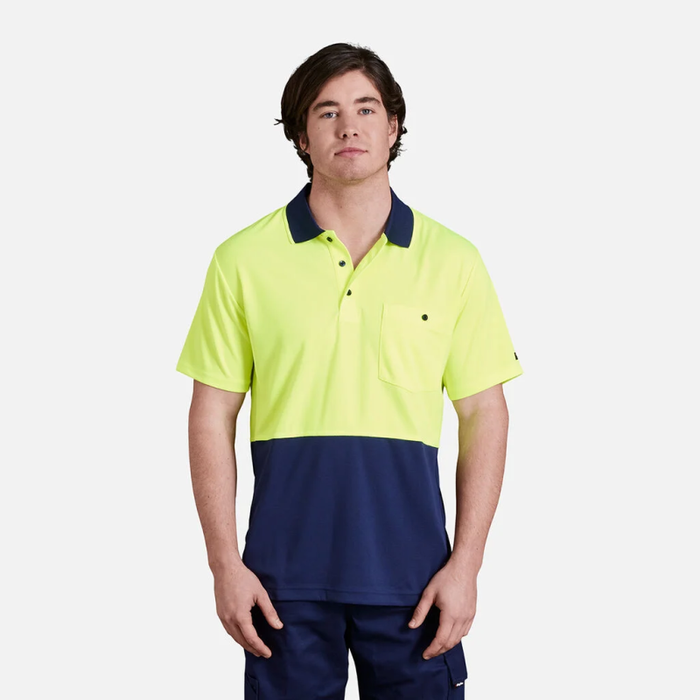 King Gee Workcool Hyperfreeze Men's Spliced Polo Short Sleeve - Orange - Yellow - Shopica Pty Ltd