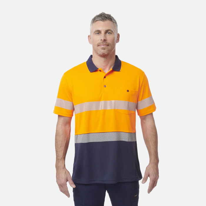 King Gee Men's High Visibility Short Sleeve Polo - Taped Work Cool - Yellow - Orange - Shopica Pty Ltd