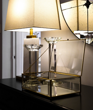 Add a touch of elegance with this brass and glass jewellery box