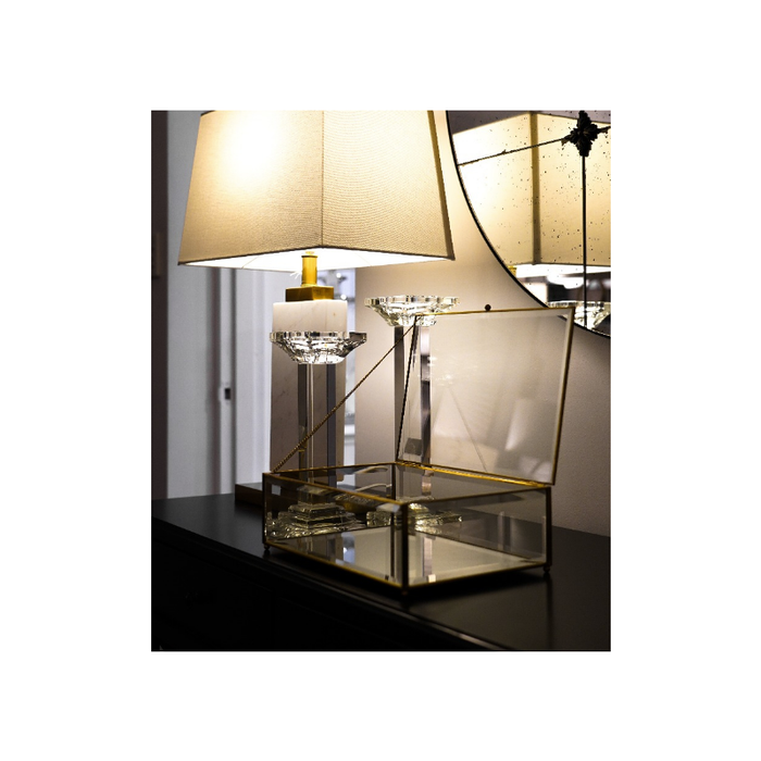 Add a touch of elegance with this brass and glass jewellery box
