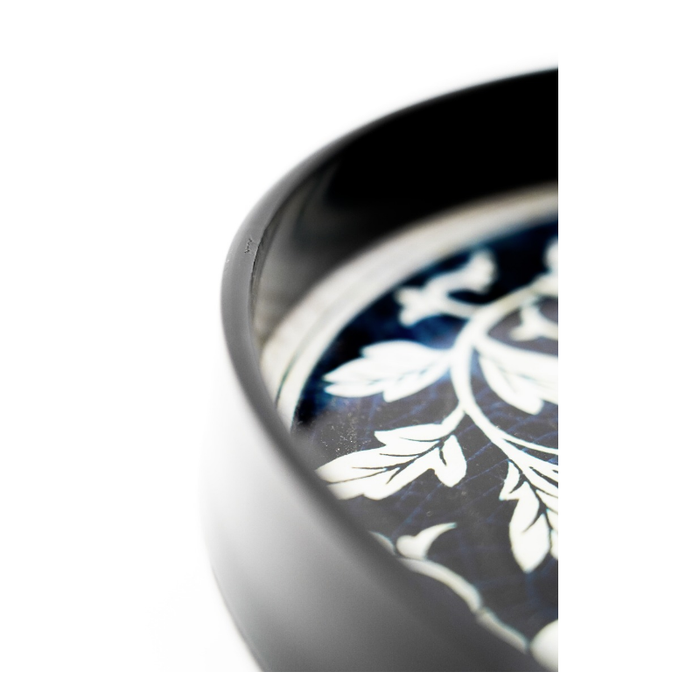 Close-up of the intricate blue and white pattern of the Azure Elegance Round Tray