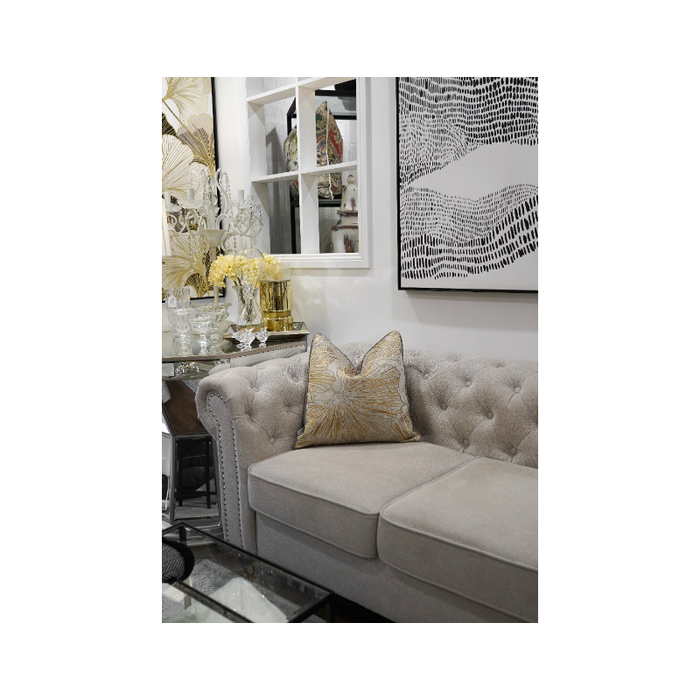 Gilded Elegance: Gold and White Leaf Pattern Cushion - Shopica Pty Ltd