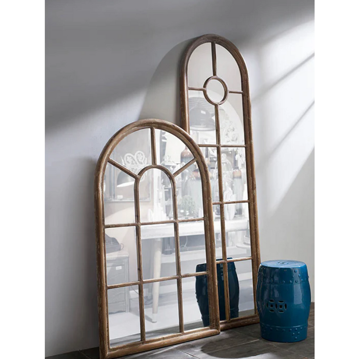 Arched Accent Wood Trim & Panelled Window Style Mirror - Shopica Pty Ltd