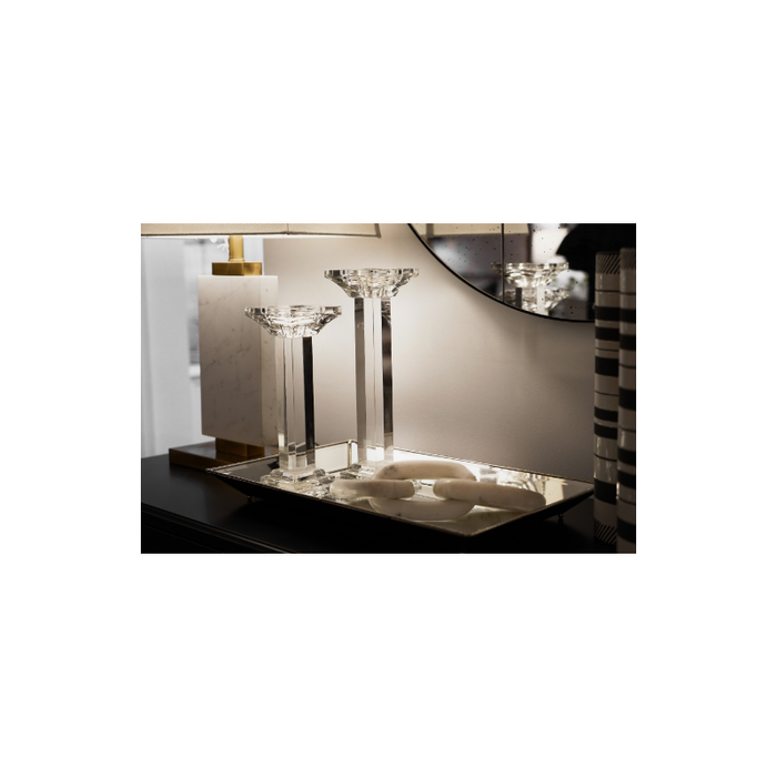 Reflective elegance showcased with candles and perfume on a Silverstring tray
