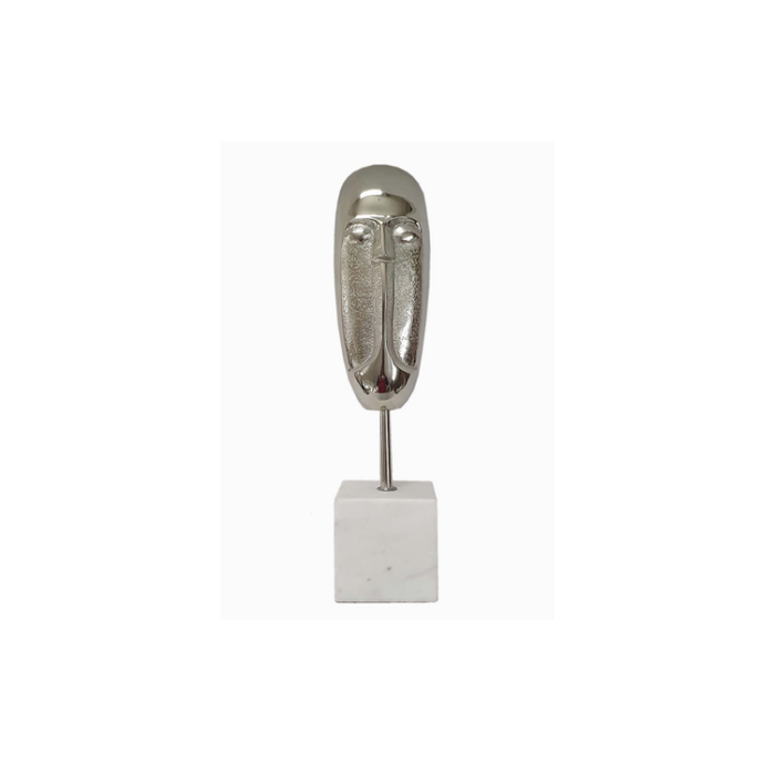 Eloquent Contours: Aluminium Face Sculpture on Marble Stand - Shopica Pty Ltd