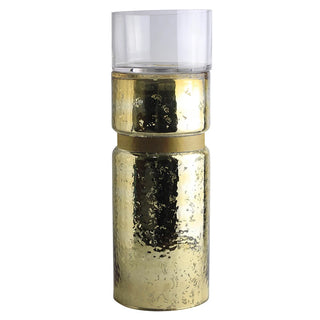 43.5cm Mercury Gold Glass Hurricane Candle Holder 