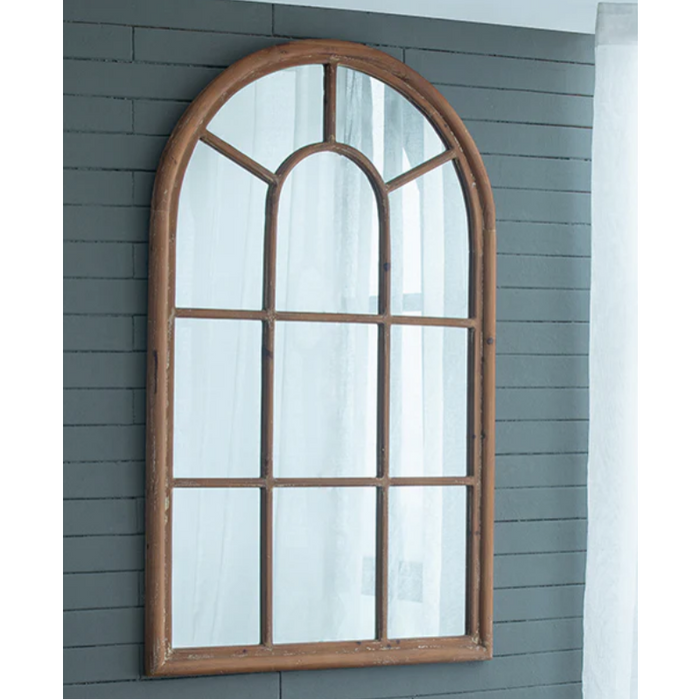 Arched Accent Wood Trim & Panelled Window Style Mirror - Shopica Pty Ltd