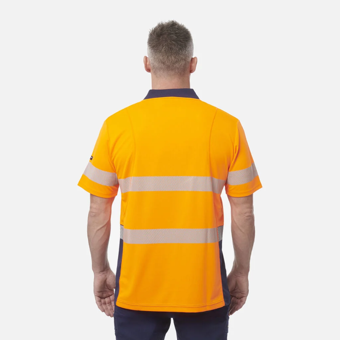 King Gee Men's High Visibility Short Sleeve Polo - Taped Work Cool - Yellow - Orange - Shopica Pty Ltd