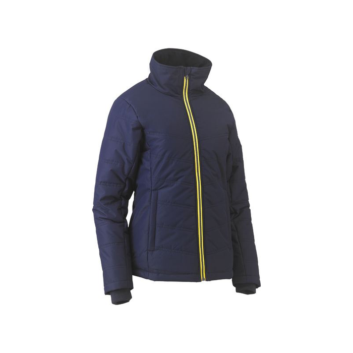 Bisley Womens Navy Yellow Zip Puffer Jacket