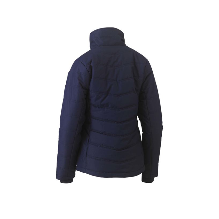 Bisley Womens Navy Yellow Zip Puffer Jacket