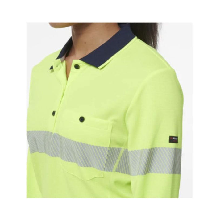 King Gee Women's Workcool Hyperfreeze Spliced Long Sleeve Polo With Segmented Tape - Shopica Pty Ltd