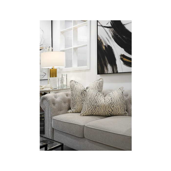 White Beige Black And Grey Zebra Cushion - Duck Feather Insert