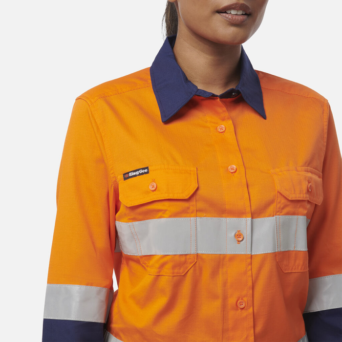 King Gee Women's Workcool Vented Spliced Shirt Taped Long Sleeve - Shopica Pty Ltd