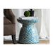 Multifunctional Sapphire Shores Mosaic Accent Stool in a captivating blue and white design.