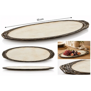 53cm natural resin platter dimensions front and side views fig styling and rim close up