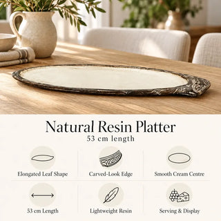 53cm natural resin platter feature guide on oak dining table beside stoneware jug