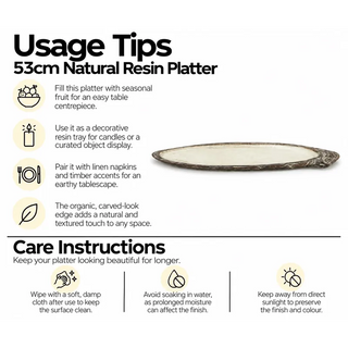 53cm natural resin platter usage tips and care instructions