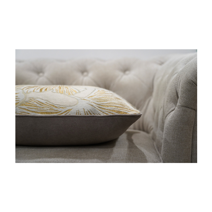 Gilded Elegance: Gold and White Leaf Pattern Cushion - Shopica Pty Ltd