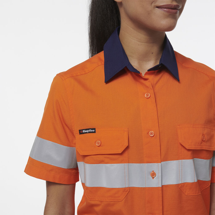 King Gee Women's Workcool Vented Reflective Short Sleeve Shirt - Shopica Pty Ltd