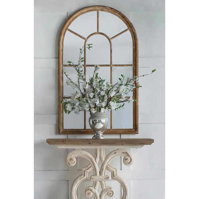Arched Accent Wood Trim & Panelled Window Style Mirror - Shopica Pty Ltd