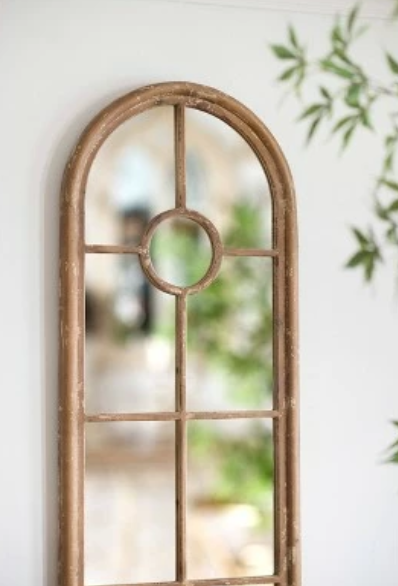 Arch Wood Trim & Paneled Elongated Mirror - Shopica