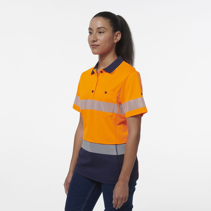 King Gee Women's Workcool Hyperfreeze Spliced Short Sleeve Polo With Segmented Tape - Shopica Pty Ltd