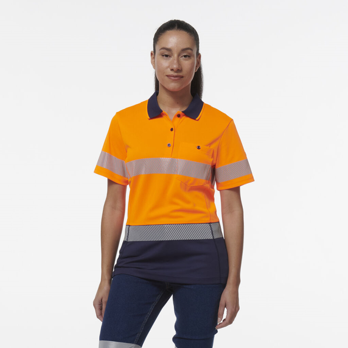 King Gee Women's Workcool Hyperfreeze Spliced Short Sleeve Polo With Segmented Tape - Shopica Pty Ltd