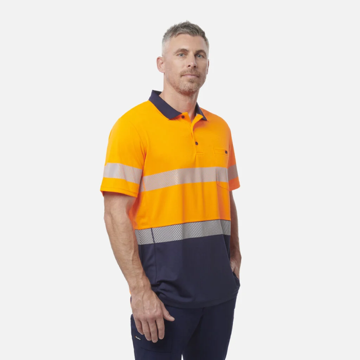 King Gee Men's High Visibility Short Sleeve Polo - Taped Work Cool - Yellow - Orange - Shopica Pty Ltd
