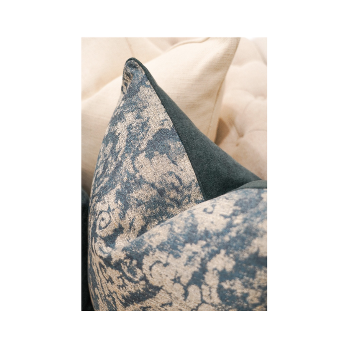 Elegant Contrast: Cream and Blue Modern Pattern Woven Cushion - Shopica Pty Ltd